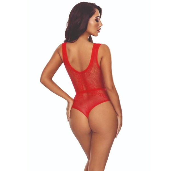 PASSION - BS115 BODYSTOCKING GRID ROUGE PASSION WOMAN BODYSTOCKINGS