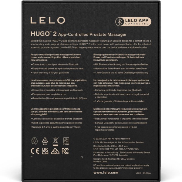Lelo - Masseur DE Prostate Hugo 2 Noir – Vibromasseurs anaux