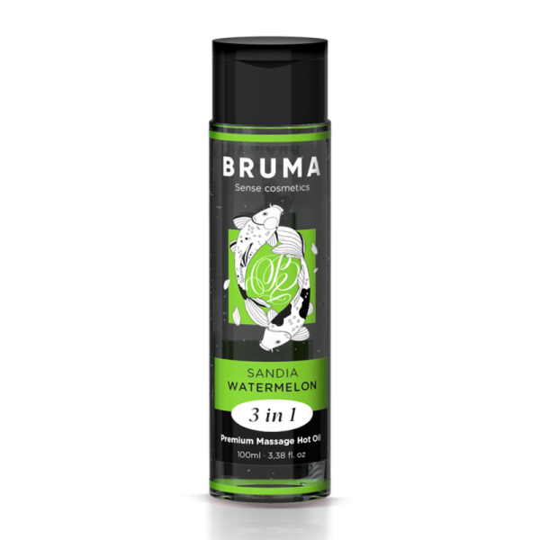 BRUMA - ACEITE DE MASAJE PREMIUM EFECTO CALOR SABOR SANDÍA 3 EN 1