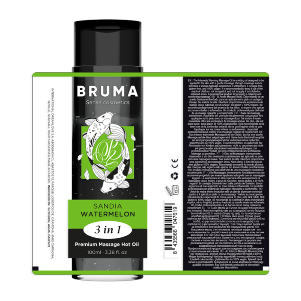 BRUMA - ACEITE DE MASAJE PREMIUM EFECTO CALOR SABOR SANDÍA 3 EN 1