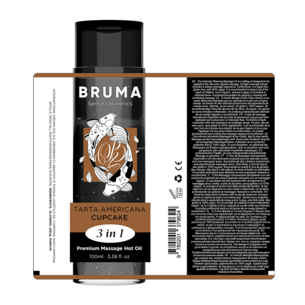 BRUMA - ACEITE DE MASAJE PREMIUM EFECTO CALOR SABOR CUPCAKE 3 EN 