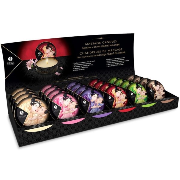 PRÉSENTOIR BOUGIES DE MASSAGE 24 UNITÉS SHUNGA CANDLES