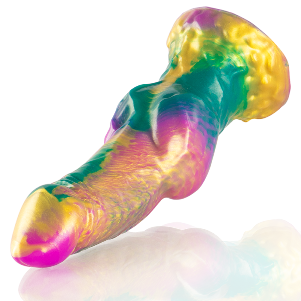 IRIS DILDO COM TESTÍCULOS ARCO-ÍRIS DE PRAZER ÉPICO