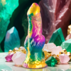 IRIS DILDO COM TESTÍCULOS ARCO-ÍRIS DE PRAZER ÉPICO