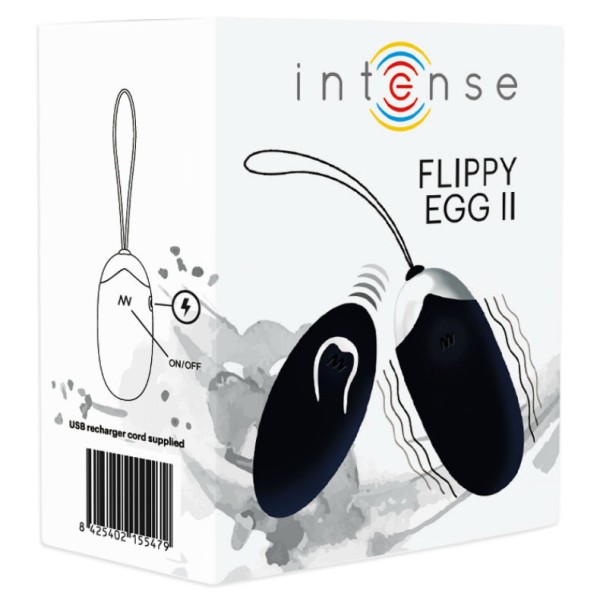 Intense - Oeuf Vibrant Flippy II Avec Télécommande Noir
