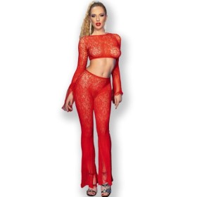 CHILIROSE - CR 4648 HAUT ET PANTALON ROUGE S/L CHILIROSE SETS