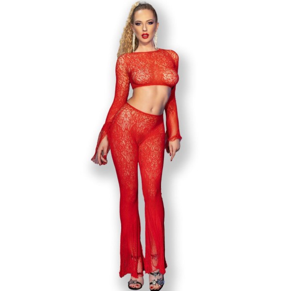 CHILIROSE - CR 4648 HAUT ET PANTALON ROUGE S/L CHILIROSE SETS