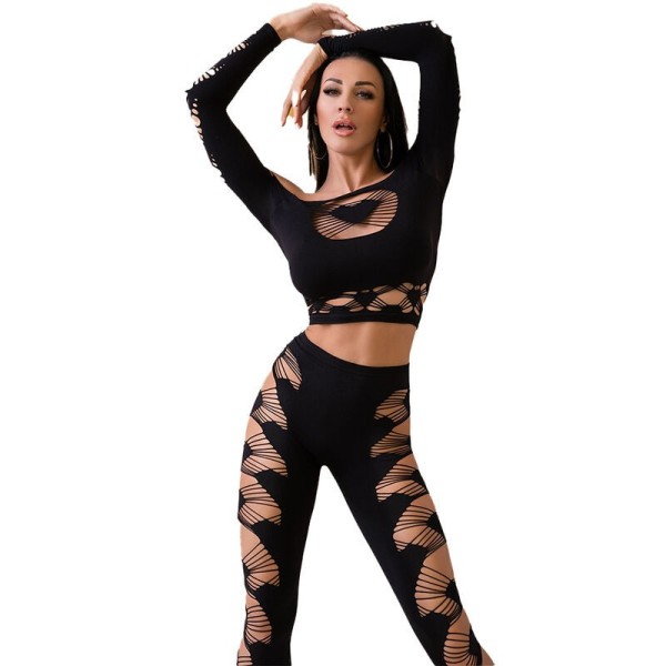 CHILIROSE - CR 4436 TOP & LEGGINS NOIR S/L CHILIROSE SETS