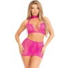 LEG AVENUE - HAUT ET JUPE OUVERTS EN DENTELLE FUCHSIA LEG AVENUE SETS