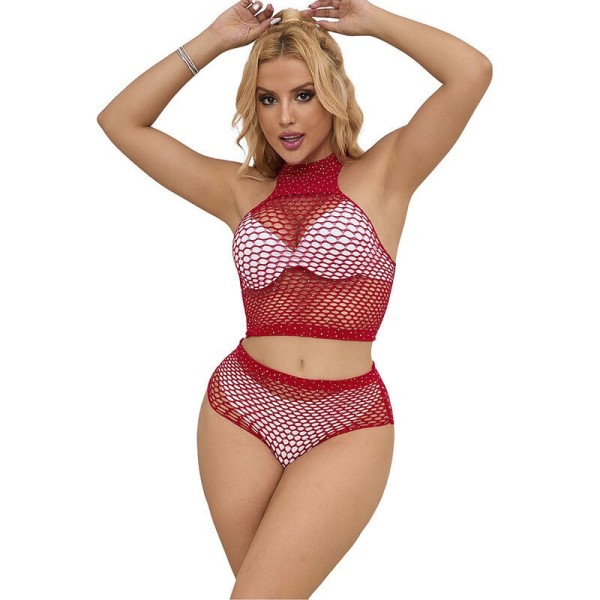 SUBBLIME - 952402 ENSEMBLE RESILLE AVEC LOSANGES ROSES TAILLE UNIQUE SUBBLIME SETS
