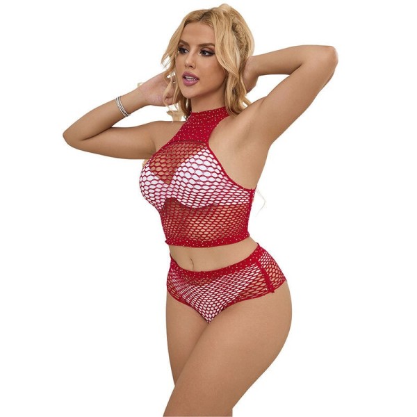 SUBBLIME - 952402 ENSEMBLE RESILLE AVEC LOSANGES ROSES TAILLE UNIQUE SUBBLIME SETS