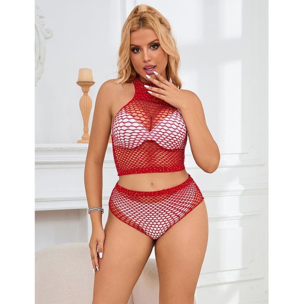 SUBBLIME - 952402 ENSEMBLE RESILLE AVEC LOSANGES ROSES TAILLE UNIQUE SUBBLIME SETS