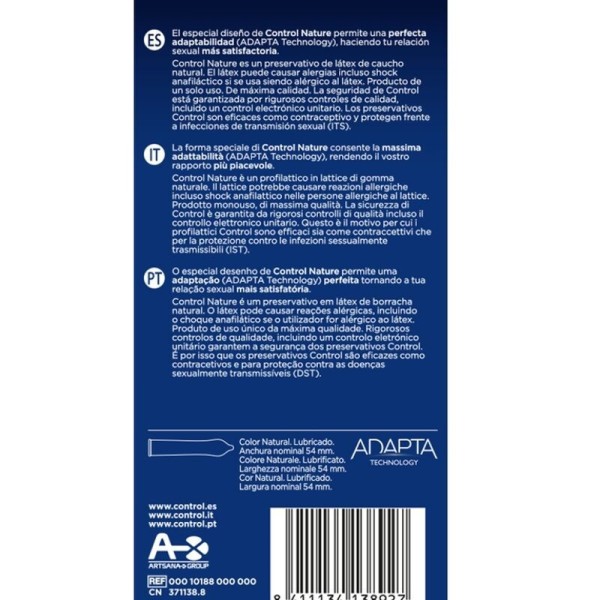 CONTROL - CONDONES ADAPTA NATURE 6 UNIDADES CONDONES CONTROL