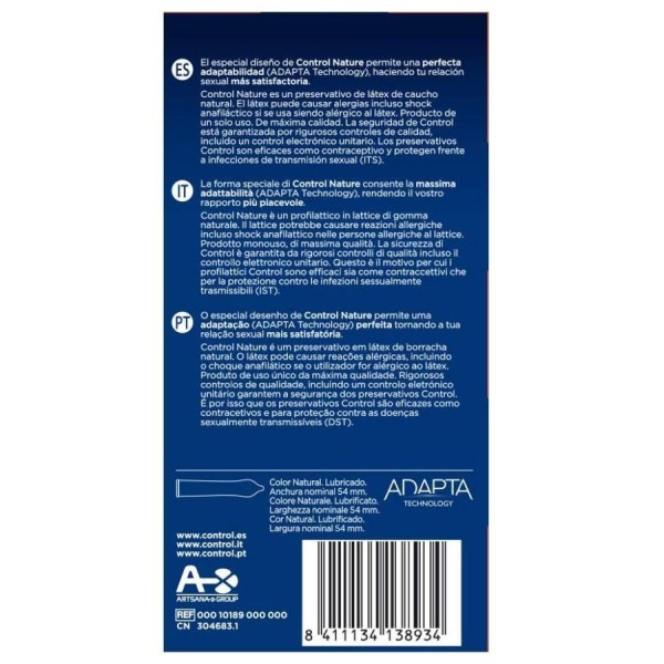 CONTROL - CONDONES ADAPTA NATURE 24 UNIDADES CONDONES CONTROL