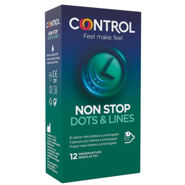 CONTROL - CONDONES NONSTOP DOTS AND LINES 12 UNIDADES CONDONES CO