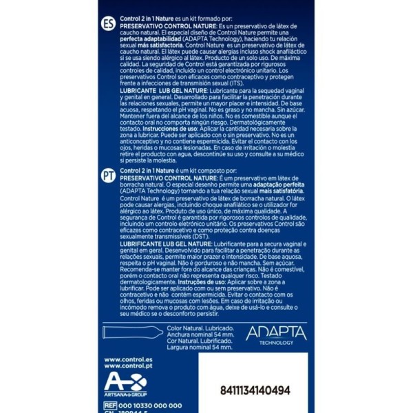 CONTROL - DUO NATURA 2-1 PRESERVATIVO + GEL 6 UNIDADES CONDONES C