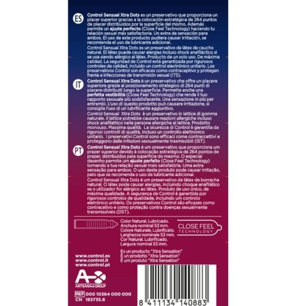 CONTROL - XTRA DOTS 12 UDS CONTROL CONDOMS - Points et vergetures