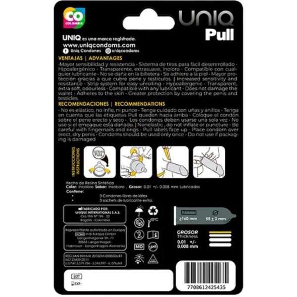 UNIQ - SUÉTER CONDÓN CON TIRAS SIN LÁTEX 3 UNIDADES UNIQ