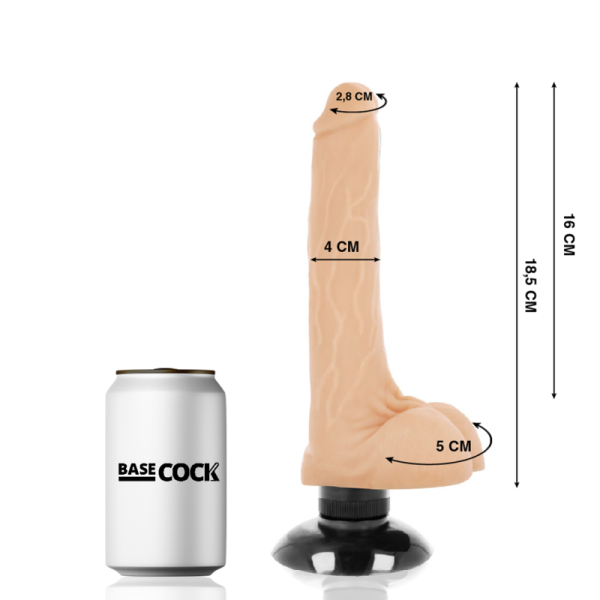 Basecock - Vibrateur Réaliste 2-1 Naturel 18.5 CM -O- 4 CM