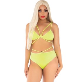 LEG AVENUE - TOP & CULOTTE JAUNE AVEC BRETELLES LEG AVENUE SETS