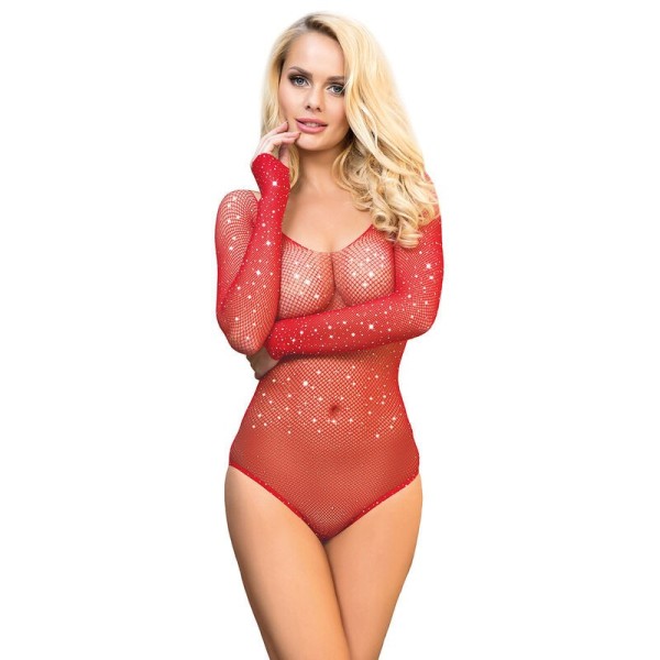 SUBBLIME - 952303 BODY SHINY GRILL AVEC ÉPAULES DÉNUDÉES MANCHES LONGUES ROUGE TAILLE UNIQUE SUBBLIME BODIES