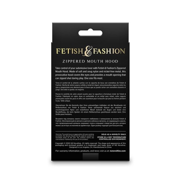 NS NOVIDADES - FETICHE & MODA CAPUZ FECHADA COM ZÍPER NYLON PRETO NS NOVIDADES