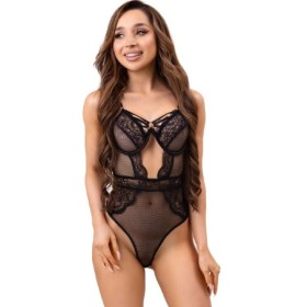 LIVCO CORSETTI FASHION - BODY PAULA LC 20209 AVEC DÉCORATIONS EN DENTELLE NOIR L/XL LIVCO CORSETTI BODIES