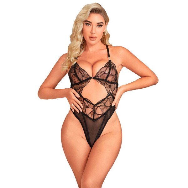 SUBBLIME - 955212 BODY TRANSPARENTE ENCAJE HUECO NEGRO S/M BODIES