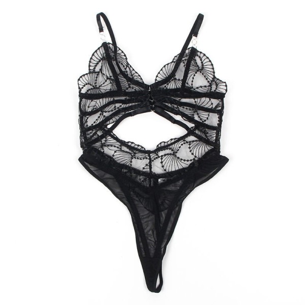 SUBBLIME - 955229 BODY TRANSPARENT AVEC DENTELLE CREUSE NOIR L/XL SUBBLIME BODIES