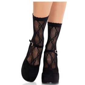 LEG AVENUE - CHAUSSETTES NOIRES EN DENTELLE AVEC NŒUD LEG AVENUE HOSIERY