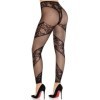 LEG AVENUE - COLLANTS SANS PIEDS EN DENTELLE ET TRANSPARENTS NOIRS LEG AVENUE HOSIERY