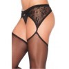 LEG AVENUE - COLLANT AVEC JARRATIÈRE BRODÉE NOIRE LEG AVENUE HOSIERY