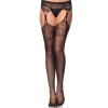 LEG AVENUE - TEAR DROP JARTERBELT SOTKINGS PRETO LEG AVENUE MEIAS