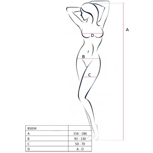 PASSION - MUJER BS034 BODYSTOCKING NEGRO TALLA ÚNICA PASSION MUJE