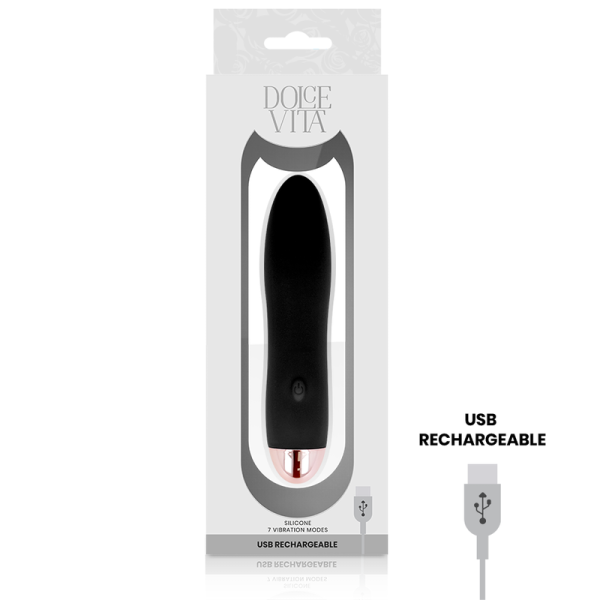 Dolce Vita - Vibrateur Rechargeable Quatre Noir 7 Vitesses