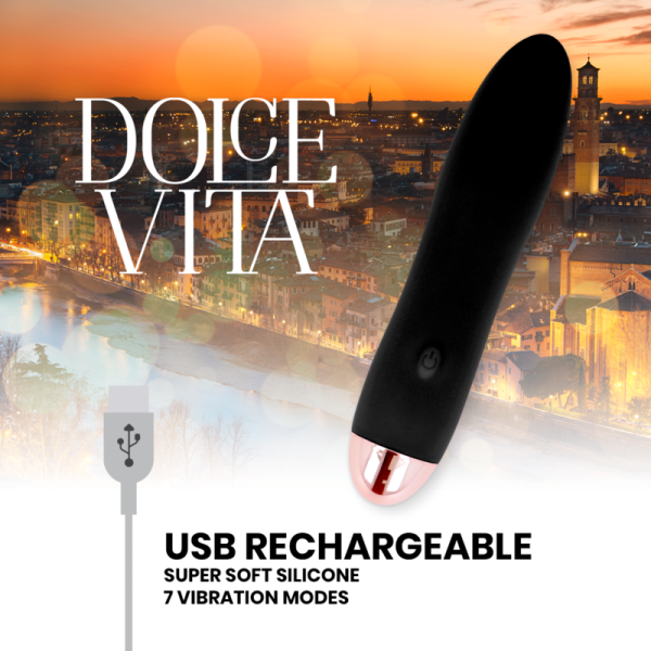 Dolce Vita - Vibrateur Rechargeable Quatre Noir 7 Vitesses