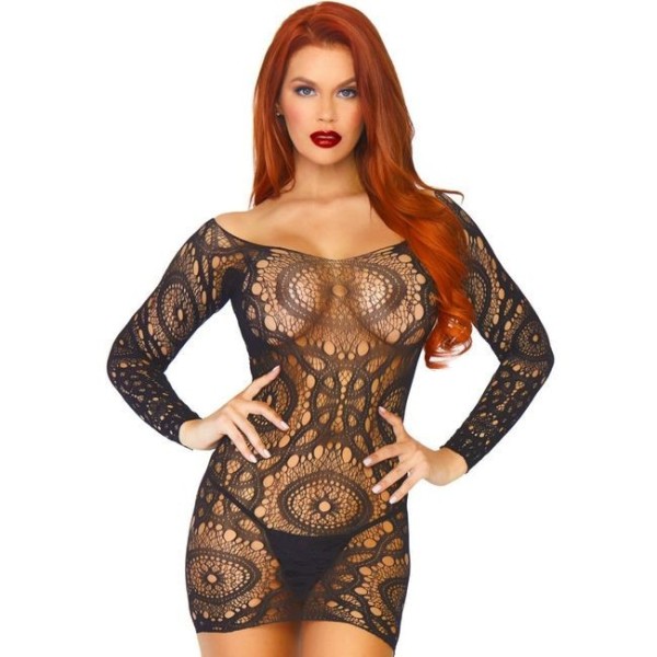 LEG AVENUE - MINI-ROBE EN DENTELLE MANCHES LONGUES TAILLE UNIQUE LEG AVENUE DRESSES