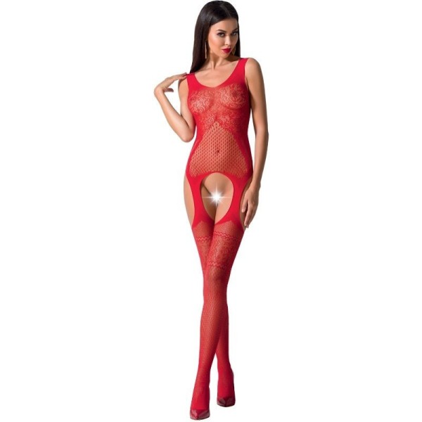 PASSION - FEMME BS061 BODYSTOCKING ROUGE TAILLE UNIQUE PASSION WOMAN