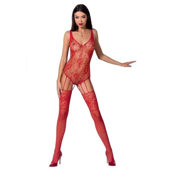 PASSION - FEMME BS074 BODYSTOCKING TAILLE UNIQUE ROUGE PASSION WOMAN
