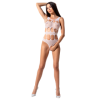 PASSION - MUJER BS083 PELUCHE BODY DE RED BLANCO TALLA ÚNICA PASS