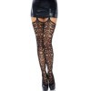 LEG AVENUE - SCROLL DENTELLE JARRATIÈRE BAS TAILLE UNIQUE LEG AVENUE HOSIERY