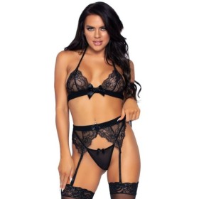 LEG AVENUE - CONJUNTO DE TRÊS PEÇAS TOP, CINTA-LIGA E Thong LEG AVENUE CONJUNTOS