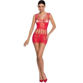 PASSION - FEMME BS090 BODYSTOCKING ROUGE TAILLE UNIQUE PASSION WOMAN