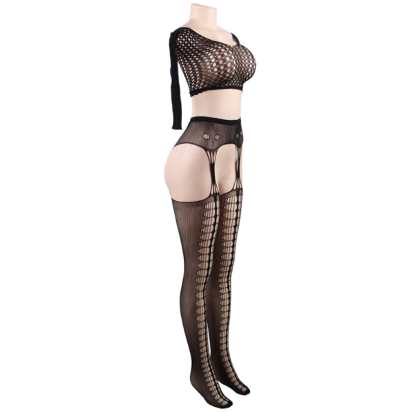 QUEEN LINGERIE - BODYSTOCKING TOP MANGA LARGA S/L QUEEN LINGERIE