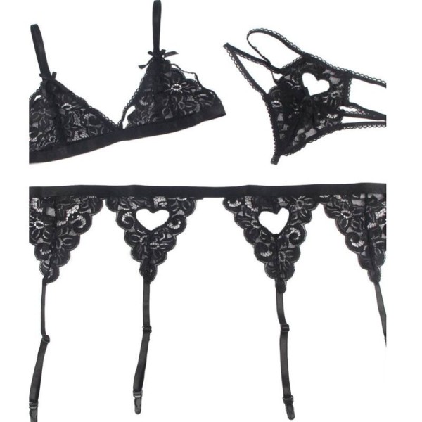SUBBLIME - SET ENSEMBLE TROIS PIÈCES SOUTIEN-GORGE + PORTE-JARRETELLE + STRING S/M SUBBLIME SETS