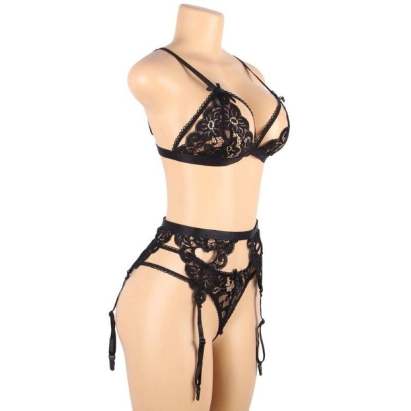 SUBBLIME - SET ENSEMBLE TROIS PIÈCES SOUTIEN-GORGE + PORTE-JARRETELLE + STRING S/M SUBBLIME SETS