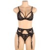 SUBBLIME - SET ENSEMBLE TROIS PIÈCES SOUTIEN-GORGE + PORTE-JARRETELLE + STRING S/M SUBBLIME SETS