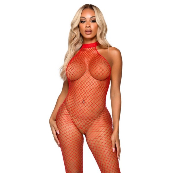 LEG AVENUE - LE FRIVOLE BODYSTOCKING - COL RACER TAILLE UNIQUE ROUGE LEG AVENUE BODYSTOCKINGS