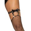 LEG AVENUE - JARRETIÈRE HAUTE EN CUIR VGÉTALIEN, TAILLE UNIQUE, NOIR LEG AVENUE ACCESSORIES