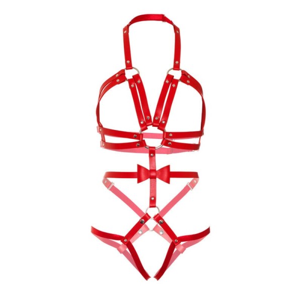LEG AVENUE - KINK - HARNAIS CLOUTÉ O-RING TEDDY TAILLE L - ROUGE LEG AVENUE KINK